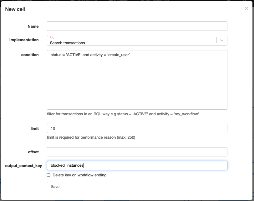 search transactions